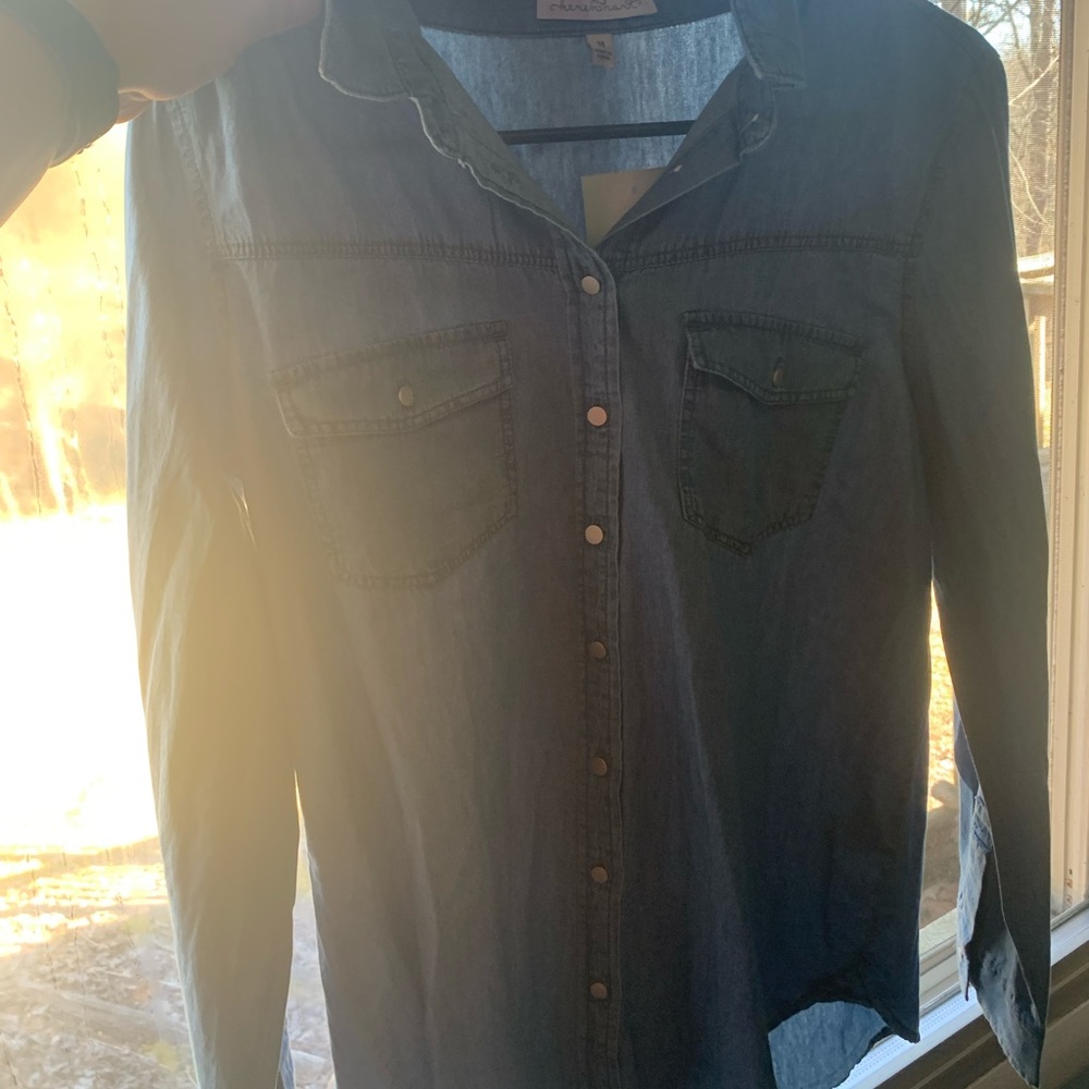 Comfy denim button up